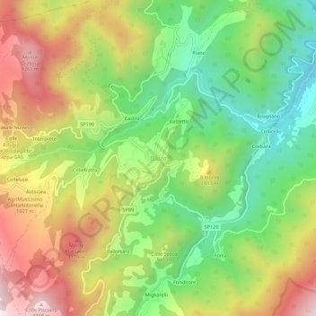 Carte topographique Balzo, altitude, relief