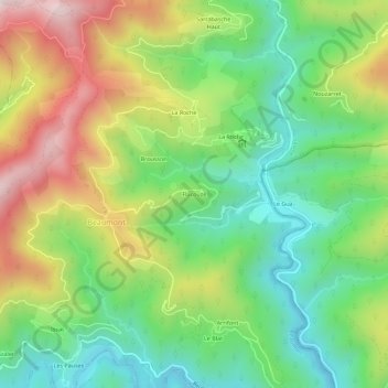 Carte topographique Flacouze, altitude, relief