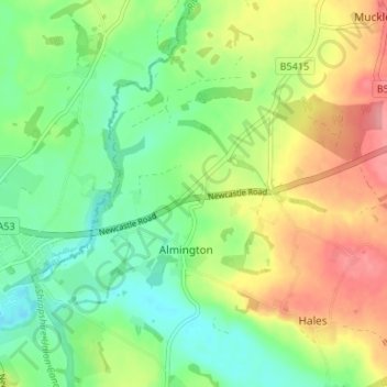 Carte topographique Red Bull, altitude, relief