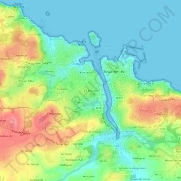 Carte topographique Le Reuniat, altitude, relief