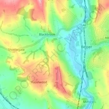 Carte topographique Farnah Green, altitude, relief