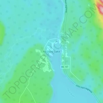 Carte topographique McLeod Lake, altitude, relief