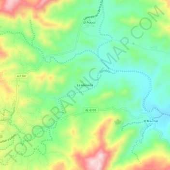 Carte topographique La Alameda, altitude, relief