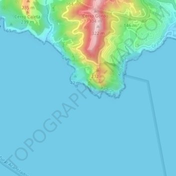 Carte topographique Cueva de las Palomas, altitude, relief
