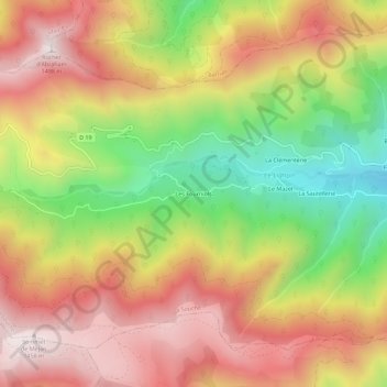 Carte topographique Les Fourniols, altitude, relief