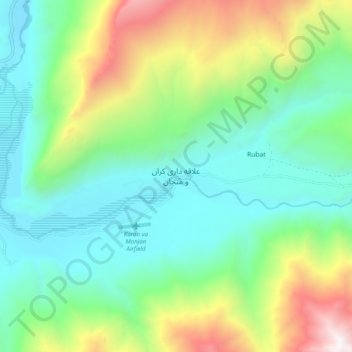 Carte topographique Koran va Monjan, altitude, relief