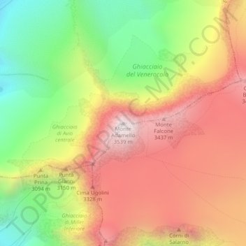 Carte topographique Monte Adamello, altitude, relief
