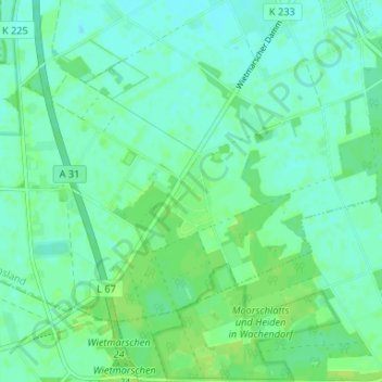 Carte topographique Großer Sand, altitude, relief