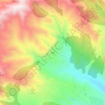 Carte topographique Gurp, altitude, relief