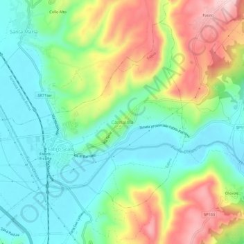 Carte topographique Carnaiola, altitude, relief
