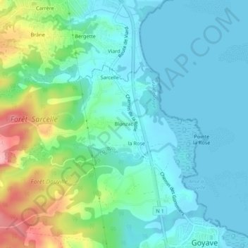 Carte topographique Blonzac, altitude, relief