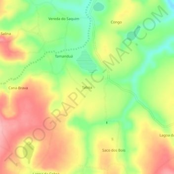 Carte topographique Taboa, altitude, relief