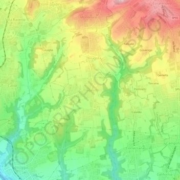 Carte topographique Tregasio, altitude, relief