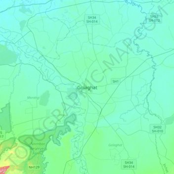 Carte topographique Golaghat, altitude, relief