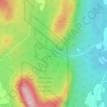 Carte topographique Mont Éléphant, altitude, relief