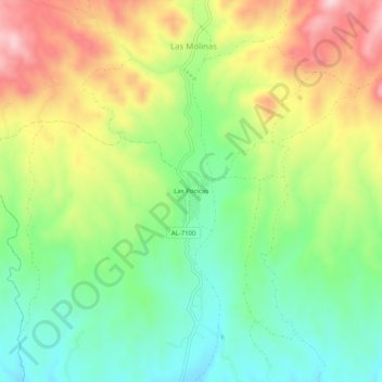 Carte topographique Las Pocicas, altitude, relief