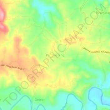 Carte topographique Pattalassang, altitude, relief