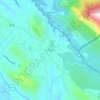 Carte topographique Amboori, altitude, relief
