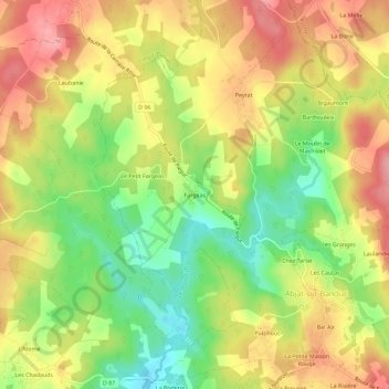 Carte topographique Fargeas, altitude, relief