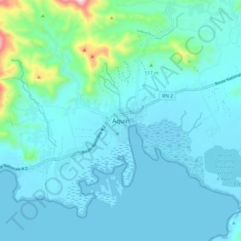Carte topographique Aquin, altitude, relief