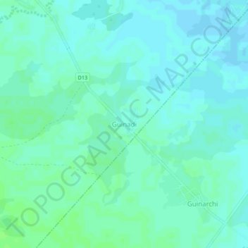 Carte topographique Guinadi, altitude, relief