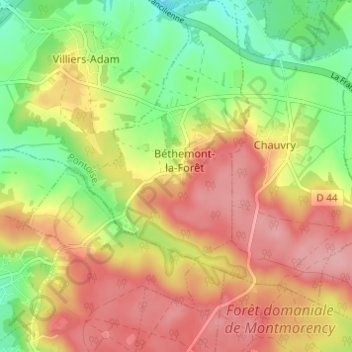 Carte topographique Le Montaugland, altitude, relief