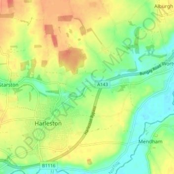 Carte topographique Lushbush, altitude, relief