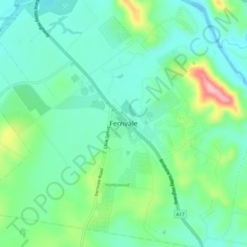 Carte topographique Fernvale, altitude, relief