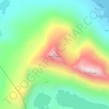 Carte topographique Skarddalstinden, altitude, relief