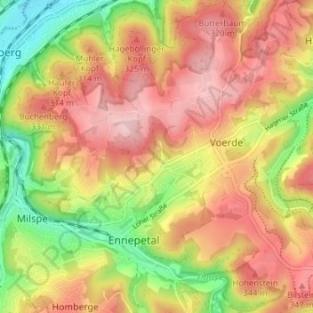 Carte topographique Boesebecke, altitude, relief