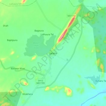 Carte topographique Jatara, altitude, relief