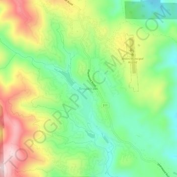 Carte topographique Brooktrails, altitude, relief