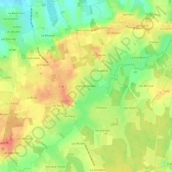 Carte topographique Maisons Neuves, altitude, relief