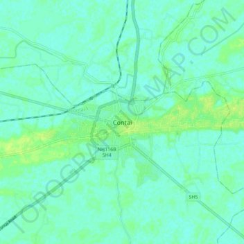 Carte topographique Contai, altitude, relief