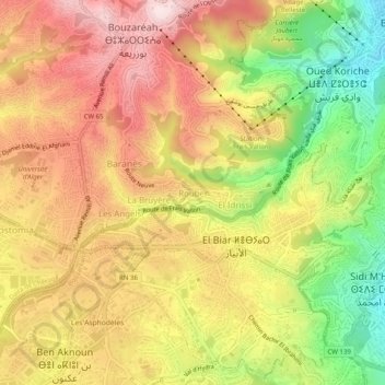 Carte topographique Rouber, altitude, relief