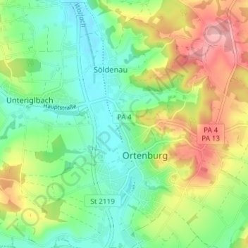 Carte topographique Kamm, altitude, relief