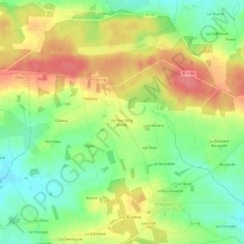 Carte topographique Le Haut de la Bande, altitude, relief