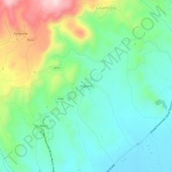 Carte topographique Pugliano, altitude, relief