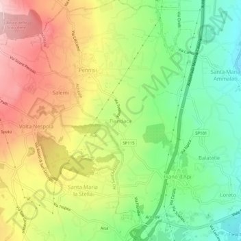 Carte topographique Fiandaca, altitude, relief