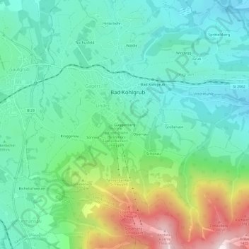 Carte topographique Guggenberg, altitude, relief