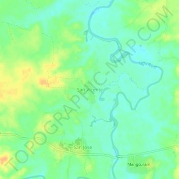 Carte topographique San Vicente, altitude, relief