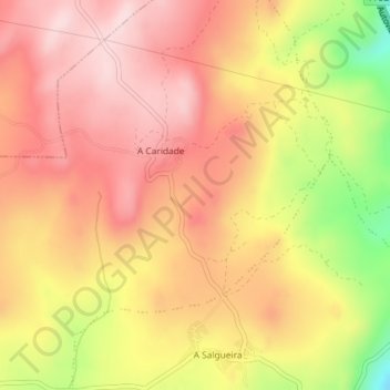 Carte topographique A Leiriña, altitude, relief