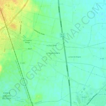Carte topographique La Maison Blanche, altitude, relief
