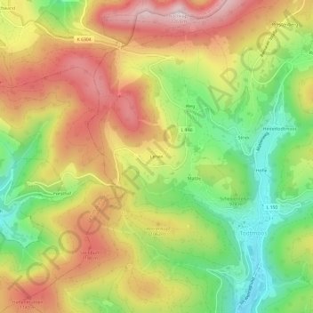 Carte topographique Lehen, altitude, relief