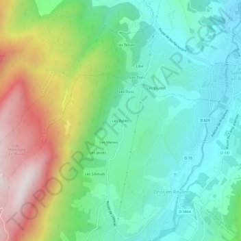 Carte topographique Les Belles, altitude, relief