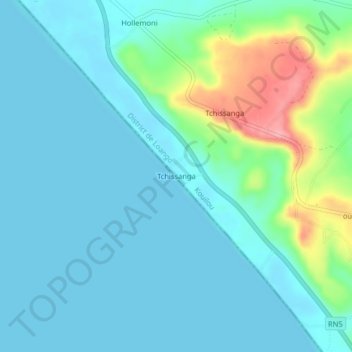 Carte topographique Tchissanga, altitude, relief