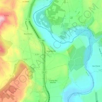 Carte topographique Saint-Martin, altitude, relief