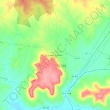 Carte topographique Peñalba de Castro, altitude, relief