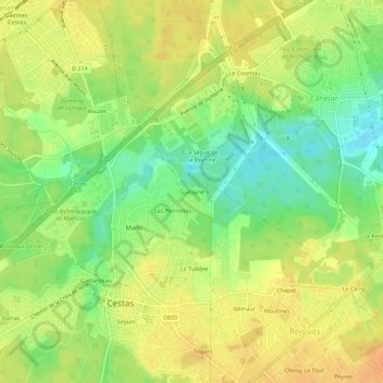 Carte topographique Guitayne, altitude, relief