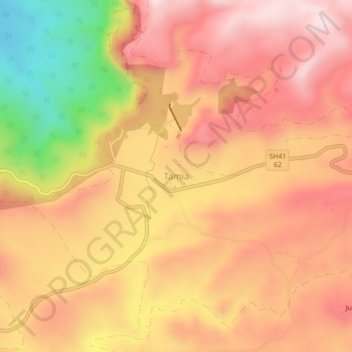 Carte topographique Tamia, altitude, relief